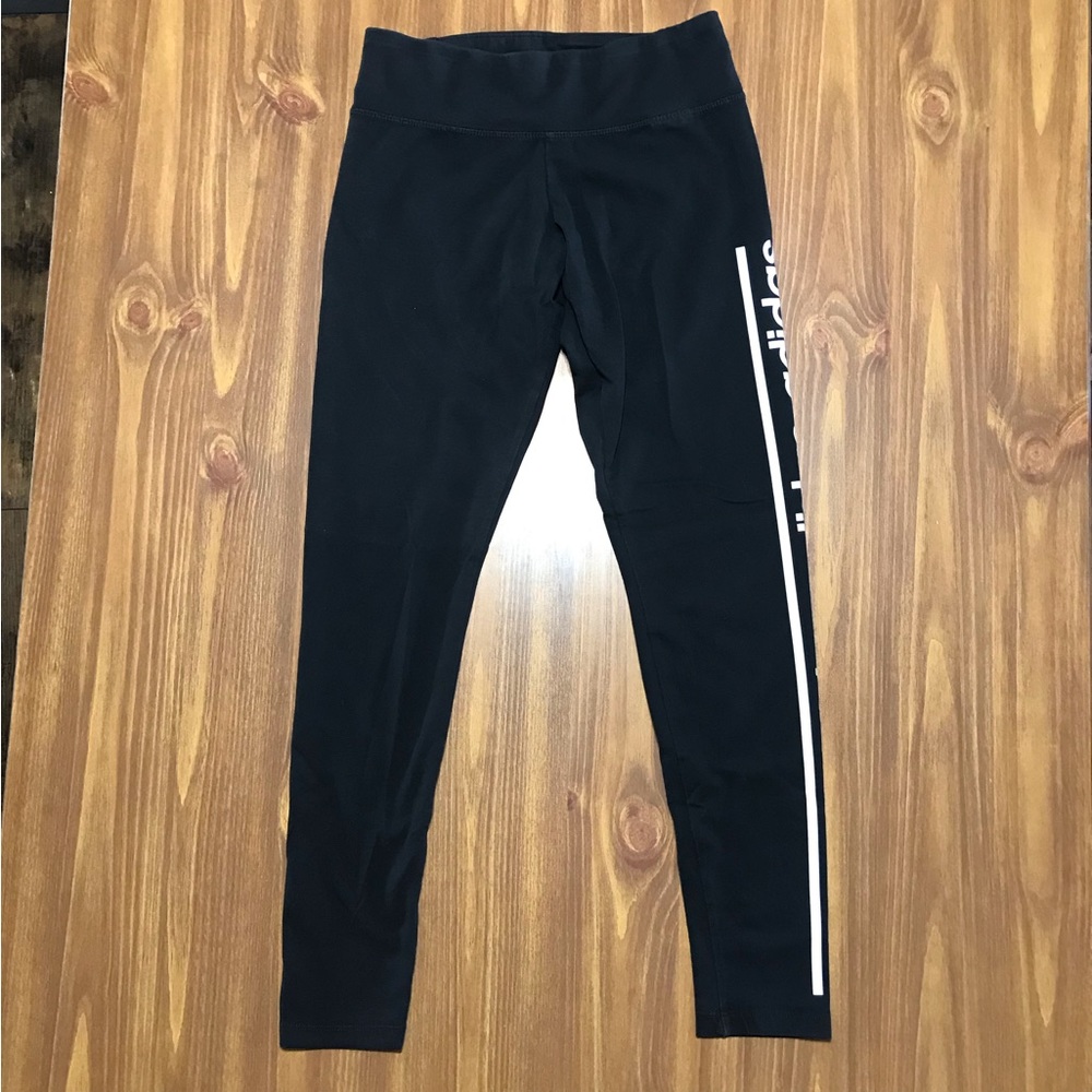 Adidas Pants Climalite Womens S Athletic Wear Gym Exercise Black Logo Stretch
